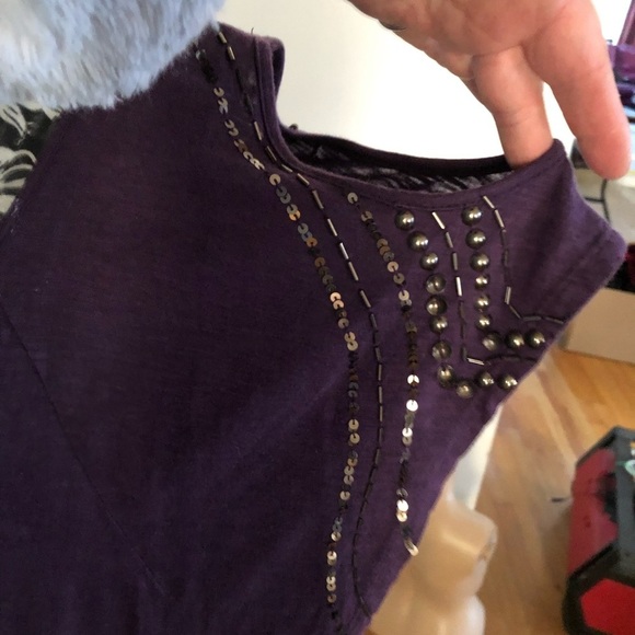 Threads 4 Thought by Anthropologie Large purple scoop front cold shoulder - Picture 6 of 14